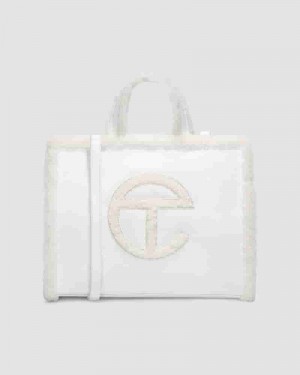 UGG All Gender X TELFAR Medium Shopper Crinkle Tasker Dame Hvide | DKC8507T